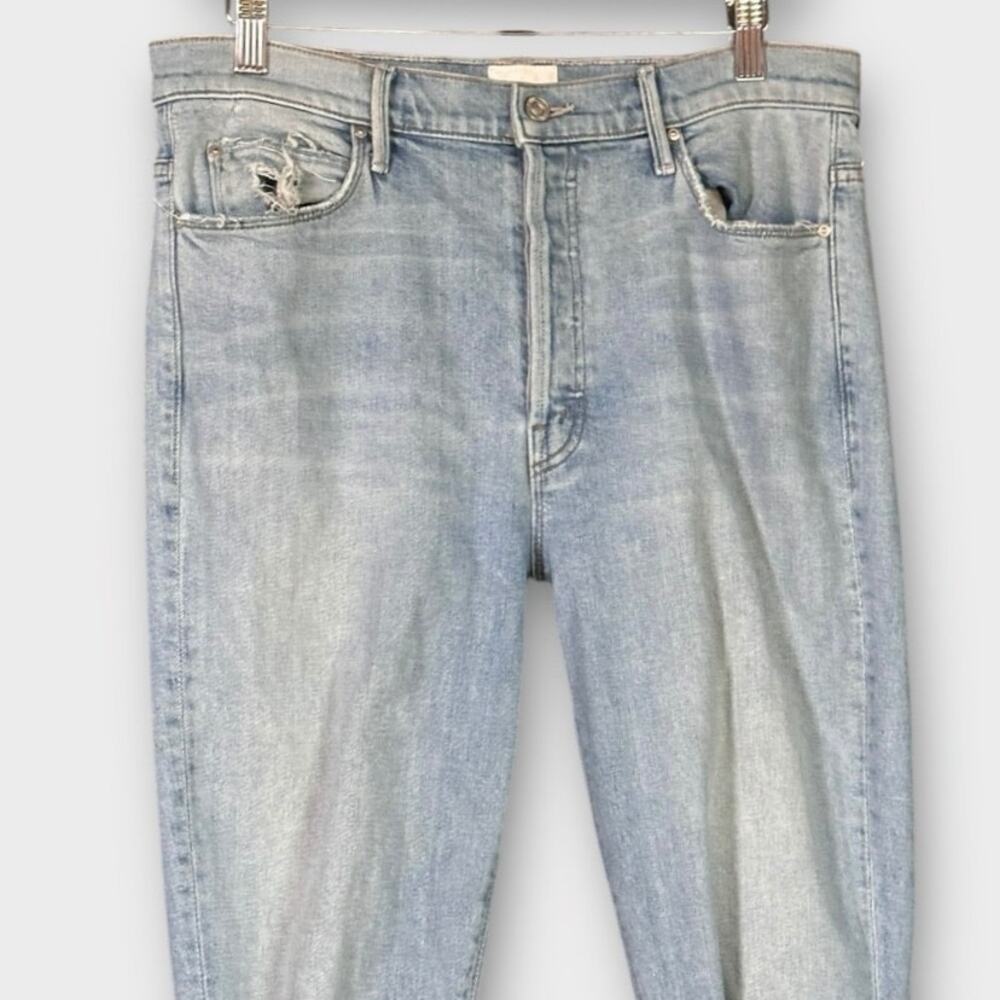 MOTHER Blue Ankle Cropped Jeans with Distressed Details - Picture 7 of 8